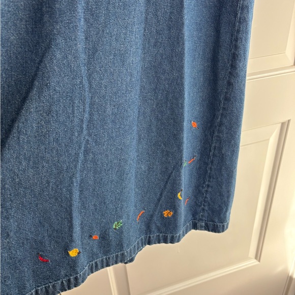 Bechamel  Embroidered Denim Sleeveless Maxi Jumper Birdhouse Cats Cottagecore XL - Picture 5 of 10